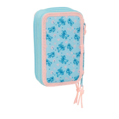 Trousse Safta Stitch Ohana à 3 compartiments - 37 pièces - 1,3 L - Gomme - Crayons à papier - Stylos - Taille-crayon - Règles