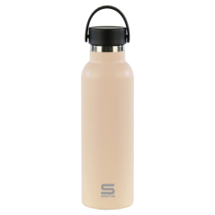 Bouteille isotherme Safta 600 ml - Acier inoxydable - Base antidérapante en silicone - Poignée supérieure - Beige