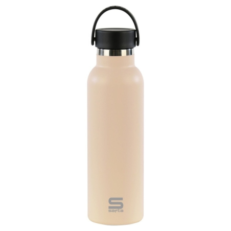 Bouteille isotherme Safta 600 ml - Acier inoxydable - Base antidérapante en silicone - Poignée supérieure - Beige