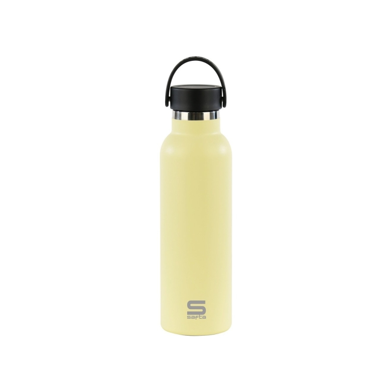 Bouteille isotherme Safta 600 ml - Acier inoxydable - Poignée supérieure - Jaune