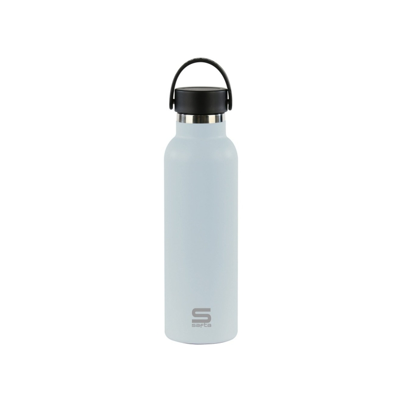 Bouteille isotherme Safta 600 ml - Acier inoxydable - Base antidérapante en silicone - Poignée supérieure - Bleu clair