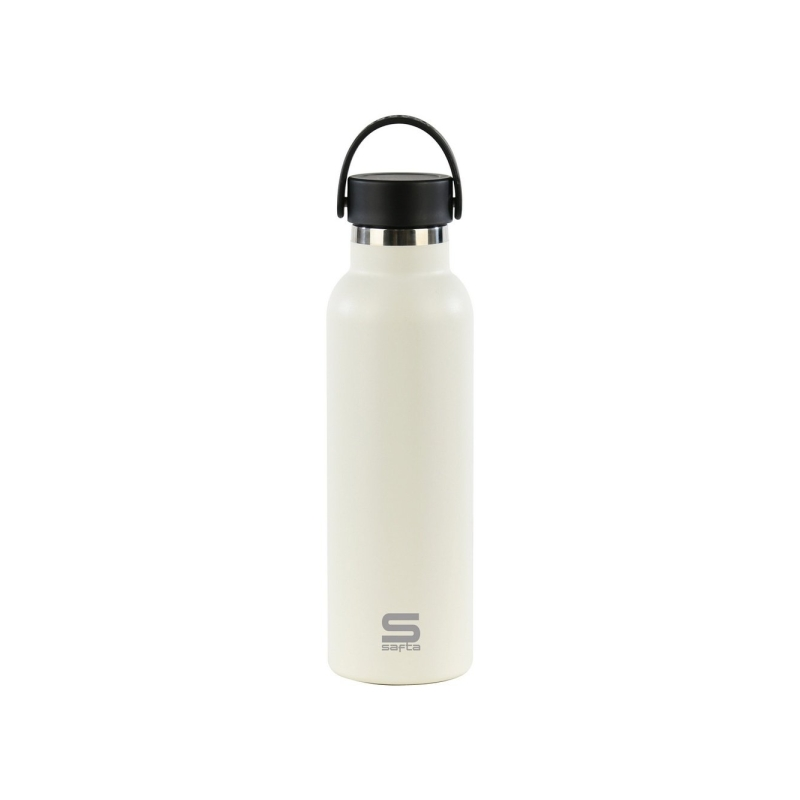 Bouteille isotherme Safta 600 ml - Acier inoxydable - Poignée supérieure - Blanche