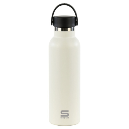 Bouteille isotherme Safta 600 ml - Acier inoxydable - Poignée supérieure - Blanche