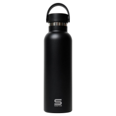Bouteille isotherme Safta 600 ml - Acier inoxydable - Base antidérapante en silicone - Poignée supérieure - Noire