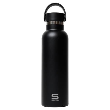 Bouteille isotherme Safta 600 ml - Acier inoxydable - Base antidérapante en silicone - Poignée supérieure - Noire