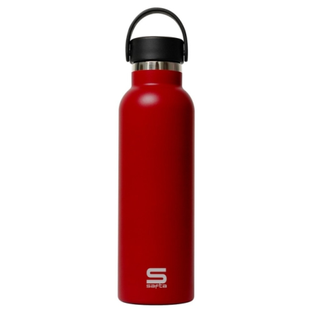 Bouteille isotherme Safta 600 ml - Acier inoxydable - Base antidérapante en silicone - Poignée supérieure - Rouge