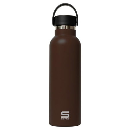 Bouteille isotherme Safta 600 ml - Acier inoxydable - Poignée supérieure - Marron