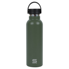 Bouteille isotherme Safta 600 ml - Acier inoxydable - Base antidérapante en silicone - Poignée supérieure - Verte