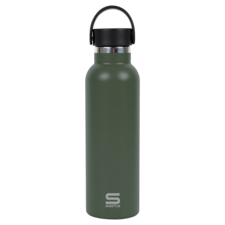 Bouteille isotherme Safta 600 ml - Acier inoxydable - Base antidérapante en silicone - Poignée supérieure - Verte