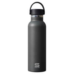 Bouteille isotherme Safta 600 ml - Acier inoxydable - Base antidérapante en silicone - Poignée supérieure - Grise