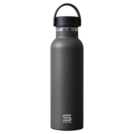 Bouteille isotherme Safta 600 ml - Acier inoxydable - Base antidérapante en silicone - Poignée supérieure - Grise