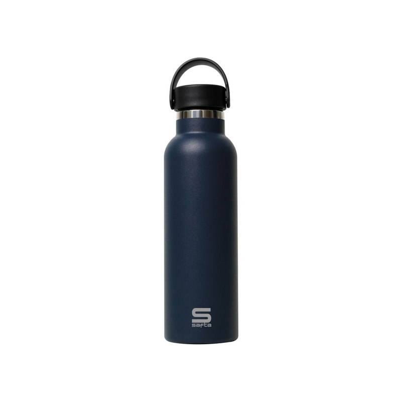 Bouteille isotherme Safta 600 ml - Acier inoxydable - Poignée supérieure - Noire