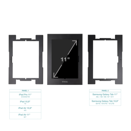 Cadre antivol Tooq avec verrou de sécurité pour tablettes 11" - VESA 75x75