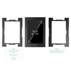 Cadre antivol Tooq avec verrou de sécurité pour tablettes de 12,4" à 13" - VESA 75x75