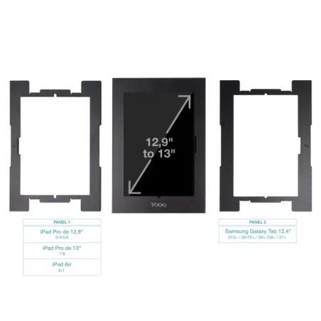 Cadre antivol Tooq avec verrou de sécurité pour tablettes de 12,4" à 13" - VESA 75x75