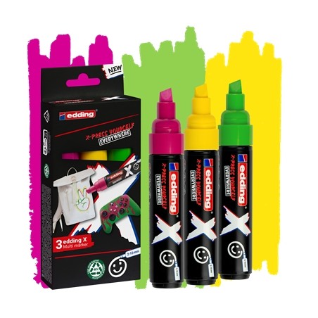 Boîte marqueurs Edding trois couleurs