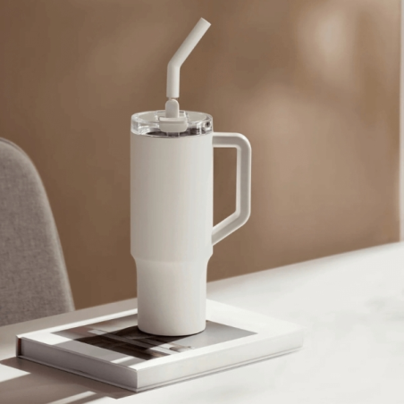 Mug isotherme Xiaomi 1 L avec paille - Acier inoxydable 316L - Isolation thermique - Bouchon hermétique anti-fuite - Couvercle