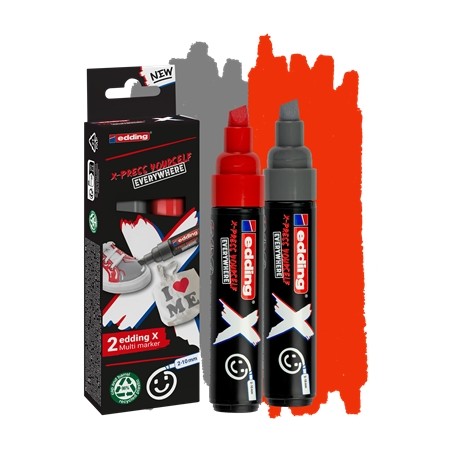 Marqueurs Edding X rouges gris