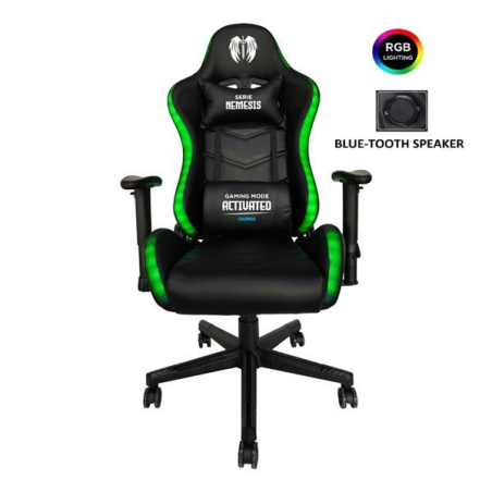 Fauteuil gaming Cromad Nemesis Series RGB - Structure robuste - Revêtement en similicuir de haute qualité - Hauteur réglable