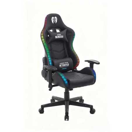 Fauteuil gaming Cromad Nemesis Series RGB - Structure robuste - Revêtement en similicuir de haute qualité - Hauteur réglable