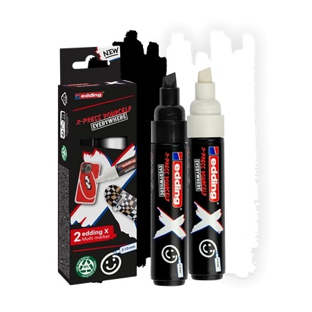 Marqueurs Edding X noir blanc