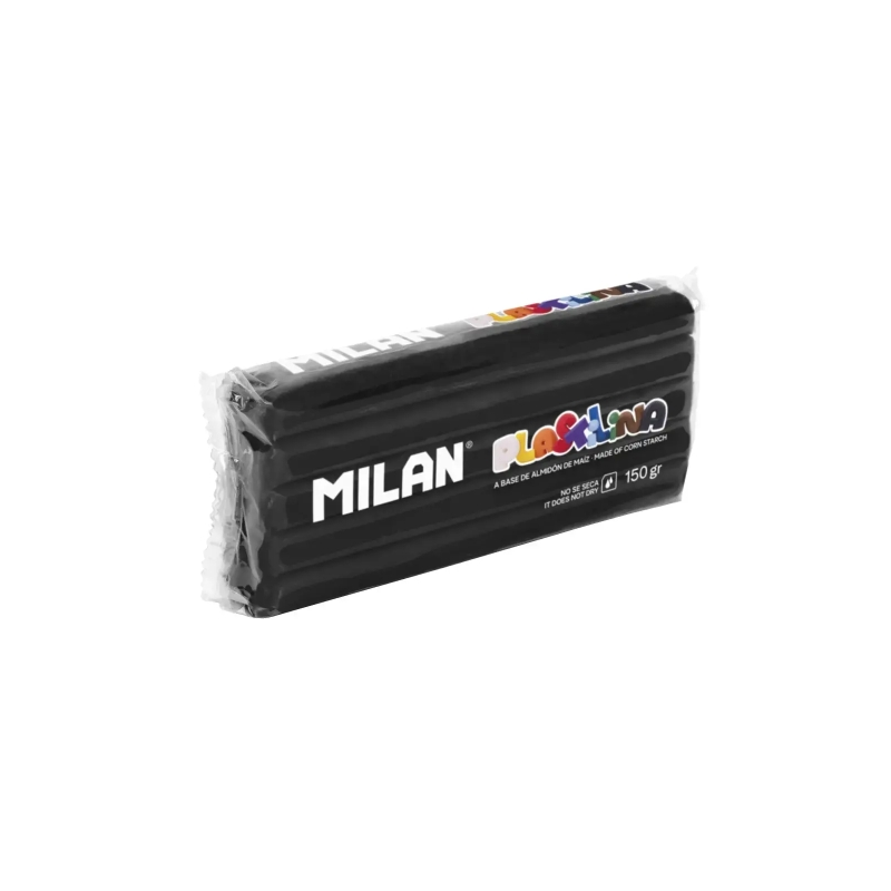 Bâtonnet de pâte à modeler Milan 150 g - Base fécule de maïs - Sans gluten - Mélangeable - Noir