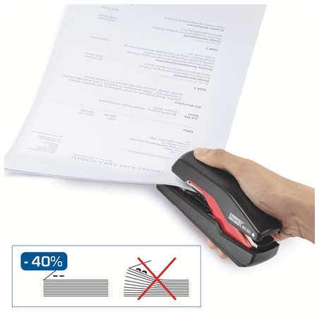 Agrafeuse de bureau compacte Rapid Supreme Omnipress SO30c - Jusqu'à 30 feuilles - Agrafage sans effort - Noir/rouge