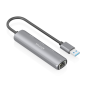 Adaptateur réseau Aisens ASUC-4P037-GR USB 3.0 vers Gigabit Ethernet + hub 3 ports USB-C - 15 cm - Gris