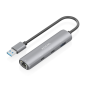 Adaptateur réseau Aisens ASUC-4P036-GR USB 3.0 vers Gigabit Ethernet + Hub 2 ports USB-C et 1 port USB-A 3.0 - 15 cm - Gris