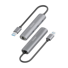 Adaptateur réseau Aisens ASUC-4P034-GR USB 3.0 vers Gigabit Ethernet + hub 3 ports USB-A 3.0 - 15 cm - Gris
