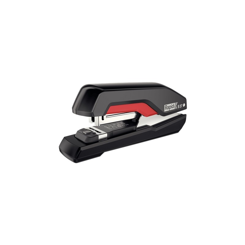 Agrafeuse de bureau compacte Rapid S27 - Jusqu'à 30 feuilles - Pour agrafes 24/6, 26/6 - Noir/Rouge