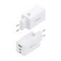 Chargeur Aisens GAN 65 W - 2 ports USB-C PD3.0 QC4.0 et 1 port USB-A QC3.0 - Blanc