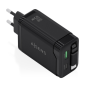 Chargeur Aisens GAN 65 W - 1 port USB-C PD 3.0 et 1 port USB-A QC 3.0 + câble USB-C rétractable - Noir