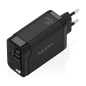 Chargeur Aisens GAN 65 W - 1 port USB-C PD 3.0 et 1 port USB-A QC 3.0 + câble USB-C rétractable - Noir