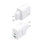 Chargeur Aisens GAN 45 W - 1 port USB-C PD3.0 QC4.0 et 1 port USB-A QC3.0 - Blanc