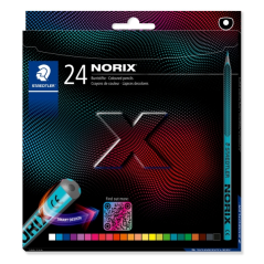 Staedtler Norix 186, boîte de 24 crayons de couleur HB - Bois noir - Mine graphite - Design élégant - Pour écrire, dessiner et