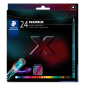 Staedtler Norix 186, boîte de 24 crayons de couleur HB - Bois noir - Mine graphite - Design élégant - Pour écrire, dessiner et