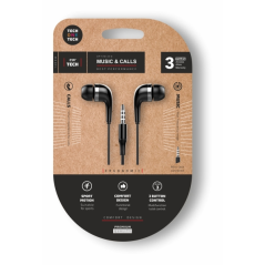 Écouteurs intra-auriculaires TechOneTech Soft EarTech - Microphone intégré - Prise mini-jack 3,5 mm - Câble de 1,20 m - Noir