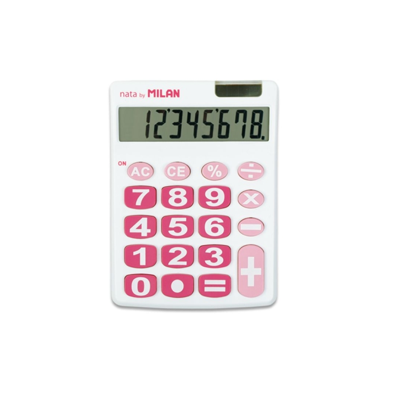 Calculatrice de bureau Milan 8 chiffres grandes touches blanc rose