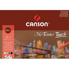 Cahier d'écriture Canson Mi-Teintes Touch avec 12 feuilles de papier 350 g/m² - Dimensions : 29,7 x 42 cm - Surface