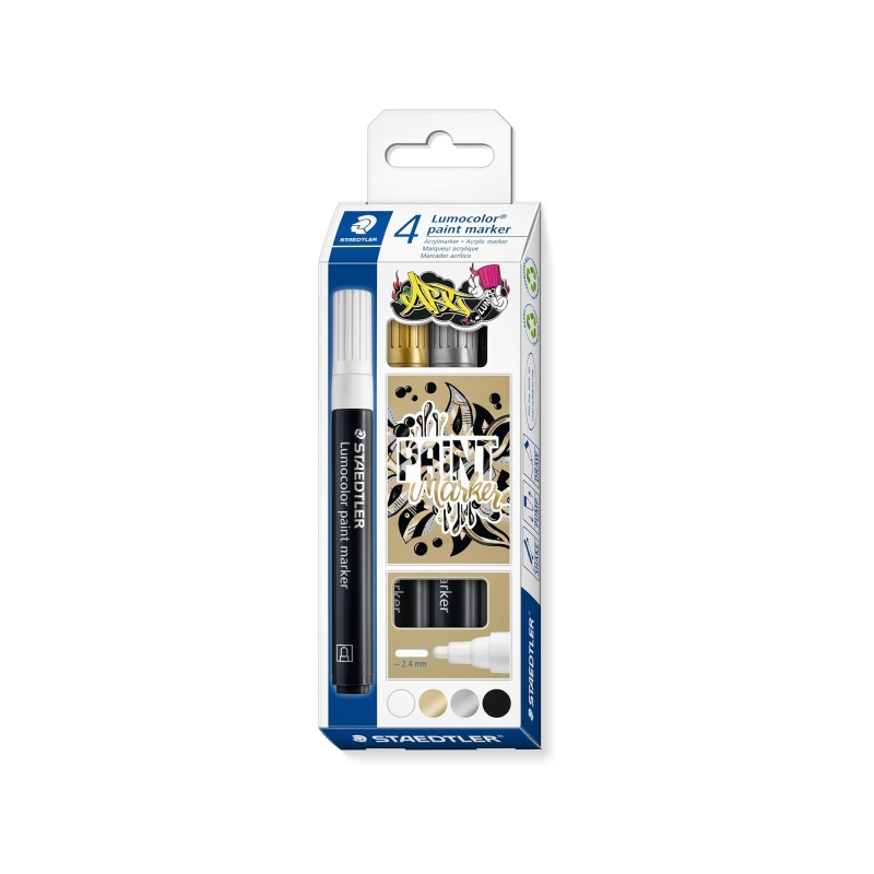 Staedtler Lumocolor 349 Coffret 4 marqueurs acryliques 2,4 mm Staedtler Lumocolor 349 Coffret 4 marqueurs acryliques 2,4 mm
