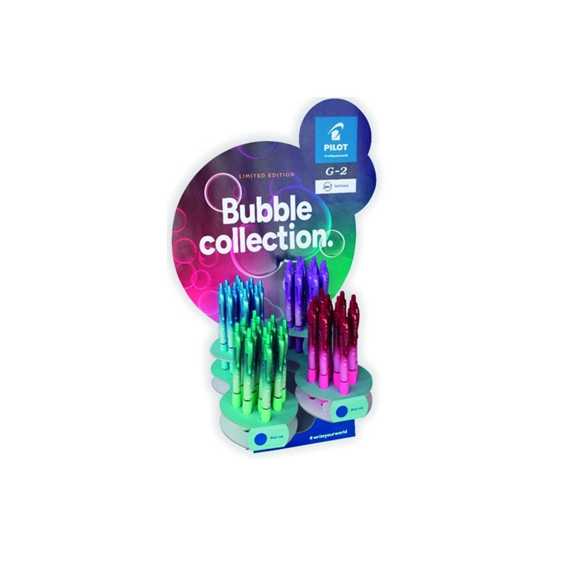 Stylos gel rétractables Pilot G2 Bubble 0,7 mm | Présentoir 48