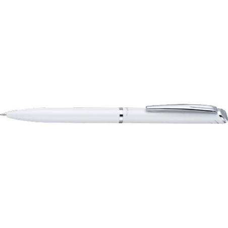 stylo blanc clip métal chromé