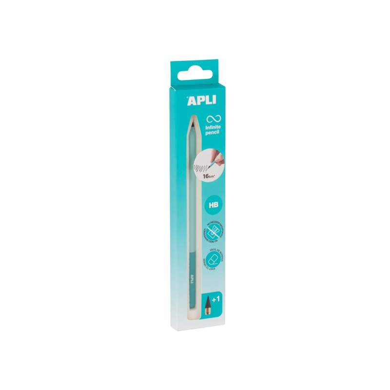 Crayon Apli Infinite Nordik, pack crayon Infinite HB + mine de rechange + capuchon de protection - Pour écrire jusqu'à 16 km