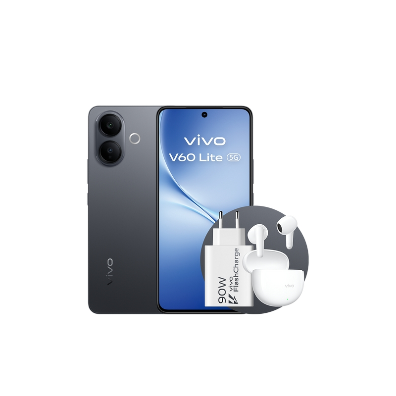 Smartphone Vivo V60 Lite 5G (écran 6,77 pouces, 120 Hz, 8 Go, 256 Go, appareil photo 50 Mpx, batterie 6 500 mAh, charge 90 W