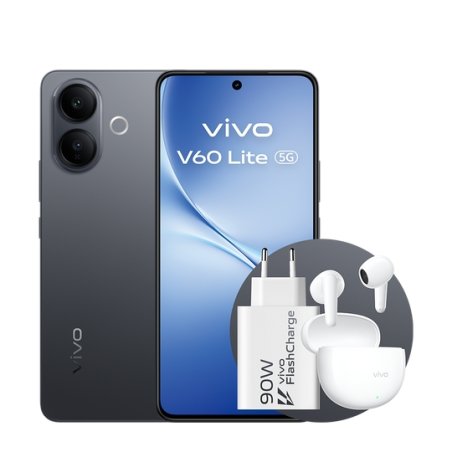 Smartphone Vivo V60 Lite 5G (écran 6,77 pouces, 120 Hz, 8 Go, 256 Go, appareil photo 50 Mpx, batterie 6 500 mAh, charge 90 W