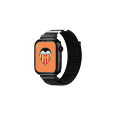 Montre connectée Savefamily Savewatch Plus Valencia CF Edition avec GPS et appels - Bracelet en tissu noir