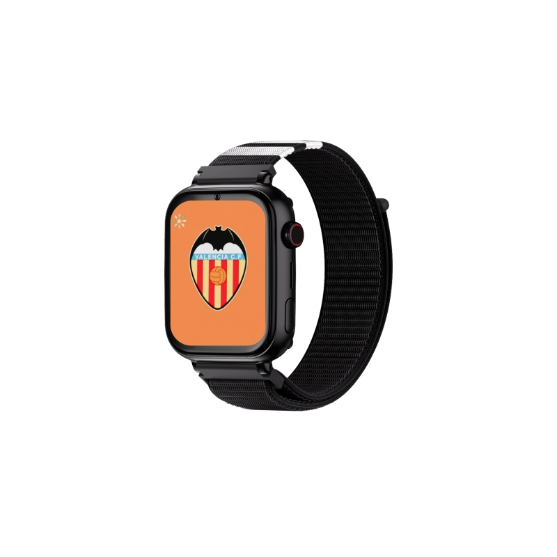 Montre connectée Savefamily Savewatch Plus Valencia CF Edition avec GPS et appels - Bracelet en tissu noir