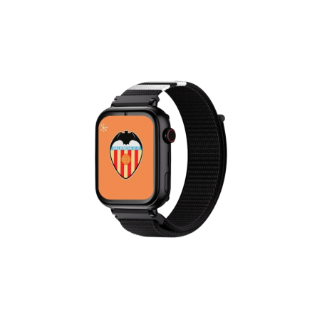 Montre connectée Savefamily Savewatch Plus Valencia CF Edition avec GPS et appels - Bracelet en tissu noir