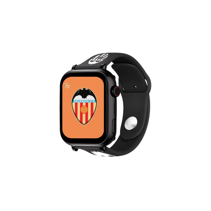 Montre connectée Savefamily Savewatch Plus Valencia CF Edition avec GPS et appels - Bracelet en silicone noir